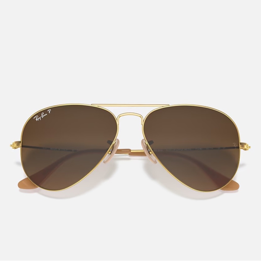 Ray Ban Polarized Classic Gold Framed Aviator Sunglasses - Picture 14 of 14